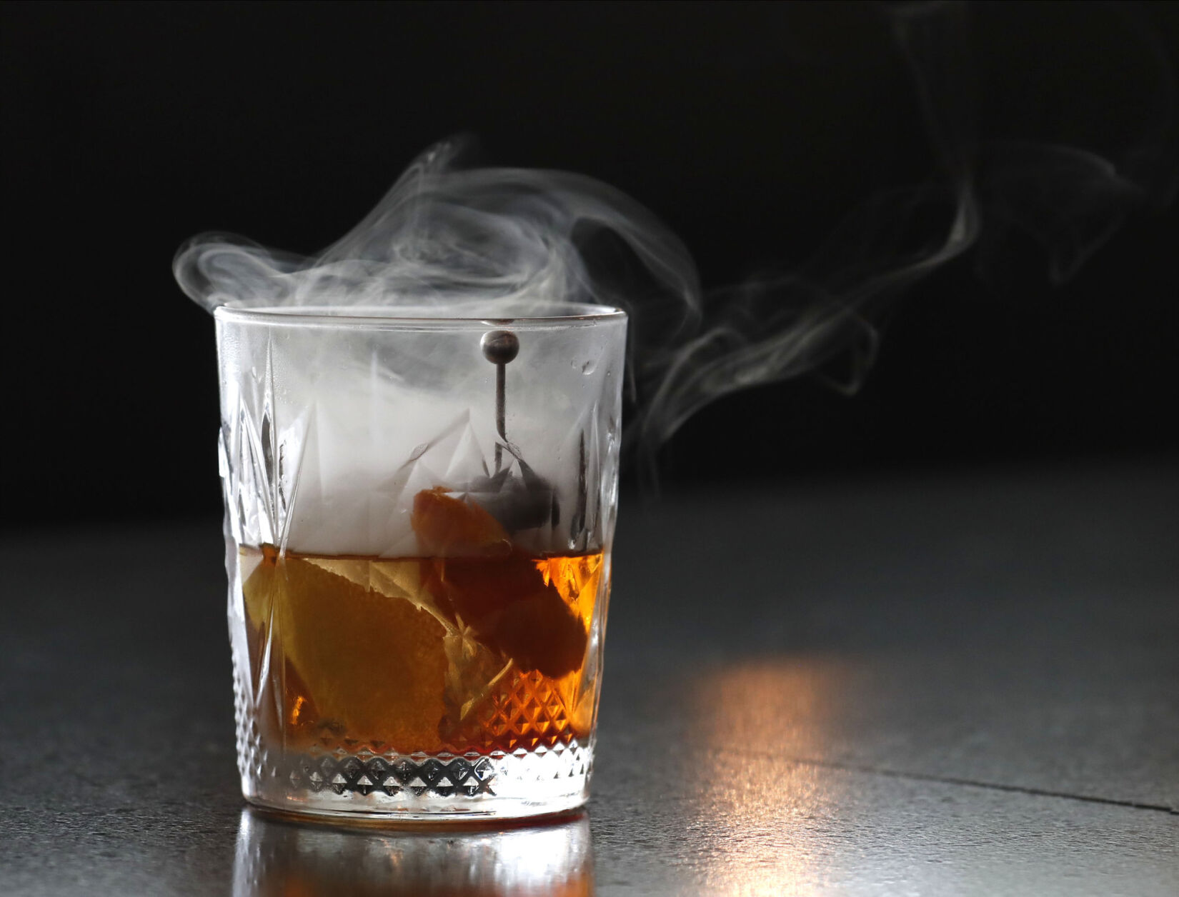 Smoked Old Fashioned cocktail at Harvest in Medina